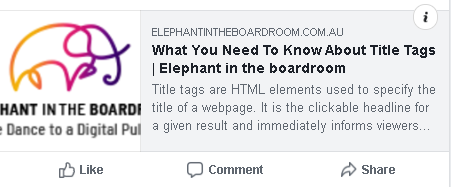 Elephant in the boardroom title tag on social media