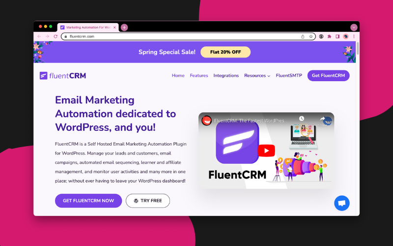 a website of FluentCRM