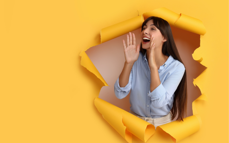 Content Promotion - image of woman making a loud sound