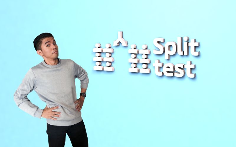 a man and text split testing