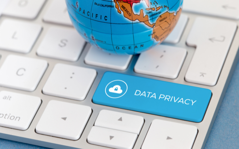 image of laptp with a text - Data Privacy